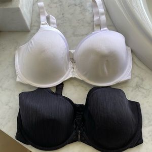VANITY FAIR Front Close 2 Bra Bundle Style#75-339 Size 36DD Black & White